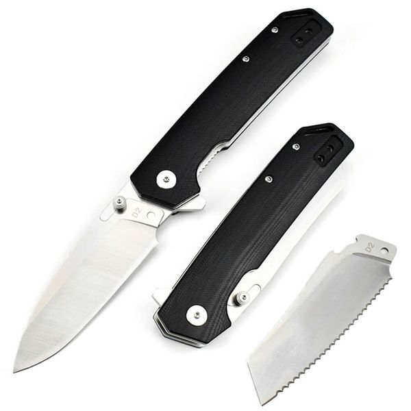 Nuovo design Rimovibile coltello da lama G10 Handle D2 CAKFE ACCIAIO CAMPAGGIO CAMPAGGIO MULTIFUNZIONE STRUMENTO COLLEGGI EDC COLPI