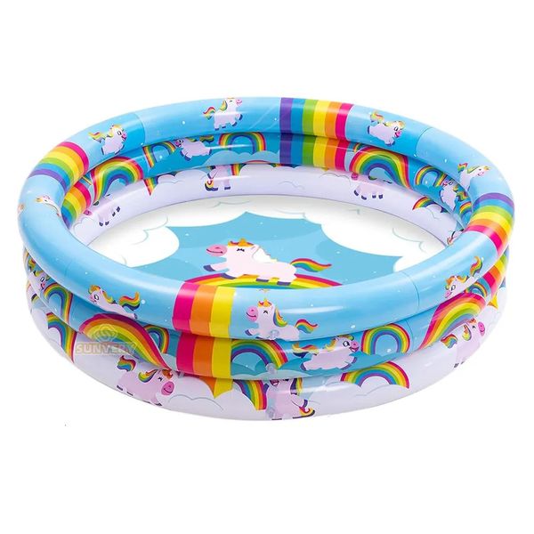 Rainbow Unicorn Baby Abnehmbarer Schwimmbad aufblasbarer Pool Forchildren Ring Schwimmpool Spiel Wasserpool für Sommer Spaß 3 240417