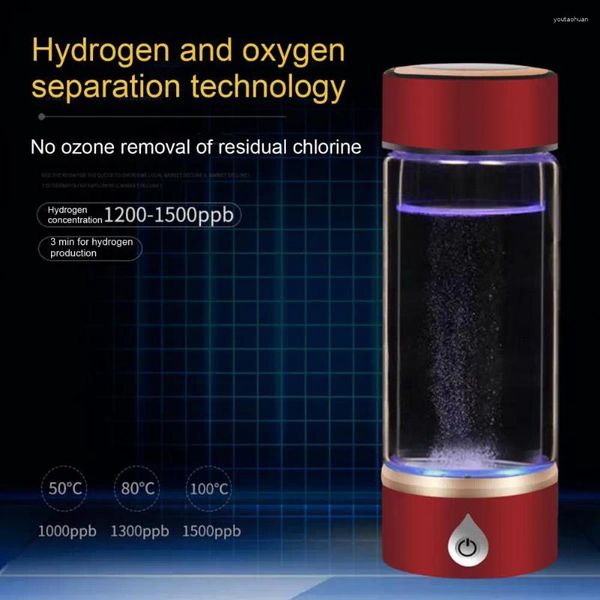 Copos de vinho garrafa de água portátil de hidrogênio eletrólise rápida de 3 minutos mais segura, mais saudável, bebendo alto copo de vidro de borossilicato alto