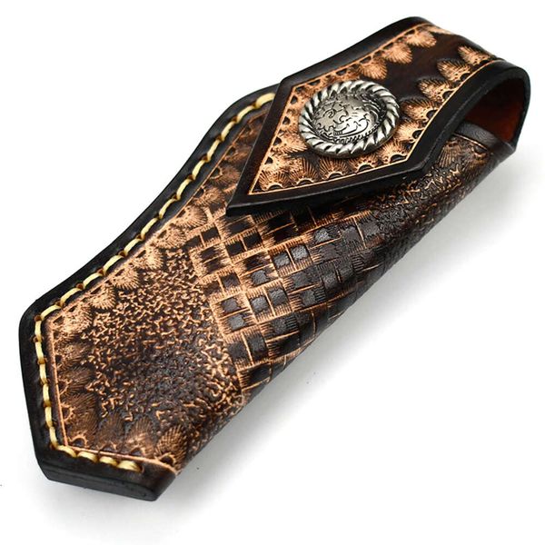 Tesa resistente in pelle coltello di fascia alta per copertura per coltello pieghevole da 15 cm Castello per coltello appeso portatile personalizzato a mano personalizzato