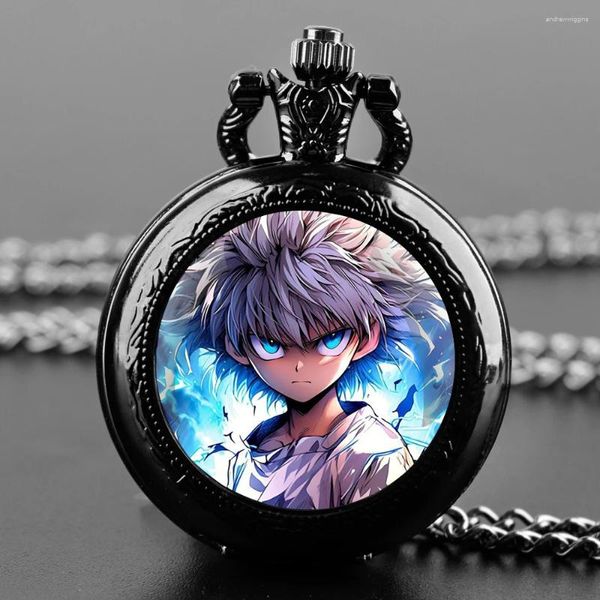 Relógios de bolso x Killua Zoldyck Quartz Watch For Mull Men Men HXH Colar exclusivo Pingente Chain Chain Acessórios para presentes