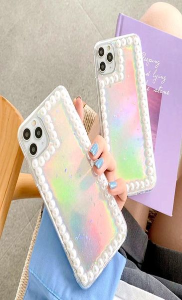 Роскошная 3D -лазерная карта Pearl Glitter Phone Cash для iPhone 11 Pro Max Case SE X XR XS Max 6 8 7 Plus Shock Glossy Soft Cover6794670