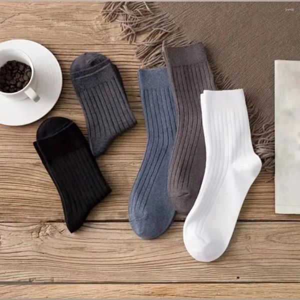 Erkek çorap 5 çift orta uzunluk iş çizgileri istikrarlı cazibe ter emme nefes alabilen yağma yüksek kaliteli erkekler