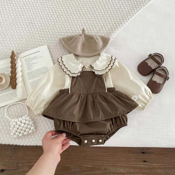 Conjuntos de roupas 8761 Baby Conjunto Primavera 2024 MENINA FIR FILL SUSPENDERS SUSPENDIDOS A SALTA CHURGE DE CLARA DE DOLL CHURA DELE