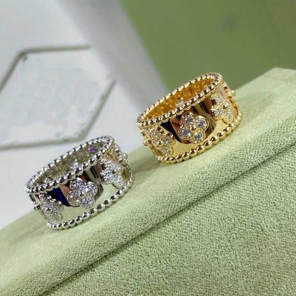 2024 quatro folhas trevo cleef ring caleidoscope designer anéis para mulheres 18k Gold Silver Diamond Unhel Ring Rings Luxury Rings Valentine PA