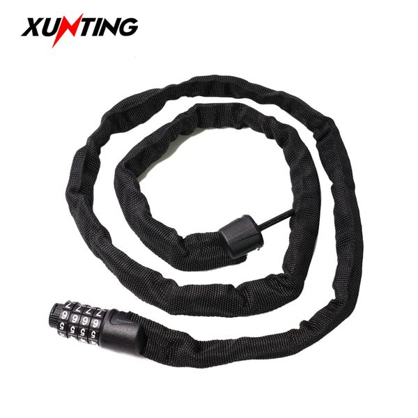 Xunting Bike Lock 57cm 4 dígitos Código de segurança Bloqueio de segurança para bicicletas MTB Acessórios de bicicleta de montagem de bloqueio de carbono MTB 240418