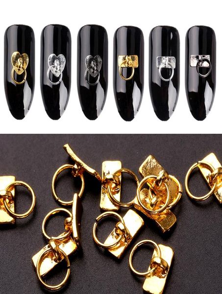 100pcs Metal Stick Gold Gold Silver Copper Bee Wing Studs para unhas Design Charms Manicure 3D UNIL ART Decorações6715624