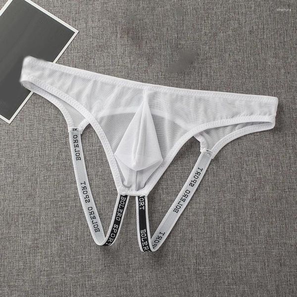 Underpants Bottocks hohlen Tanga -Tanga -Mens Jock -Gurt -Netz atmungsable Unterwäsche Rückenless Beutel Jockstrap Slips Tanga Transparent Bikini