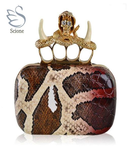 2018 Designer Crystal Skull embreagem Knucklebox Diamond Snakes Snakes NE Pattern Bags Evening Bolsa Bolsa Bolsa Bag 860T5140538
