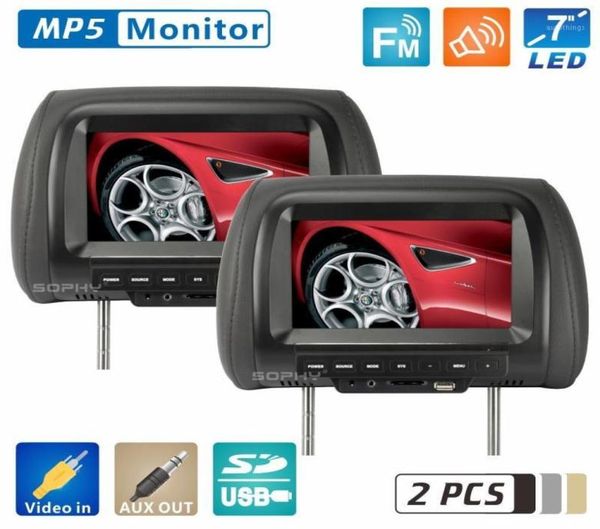 Video automobilistico 2pcs Factory Direct S 7 pollici Monitoraggio poggiatesta 800RGB480 Supporto automatico 2 Input AV Funzione SH703813515276