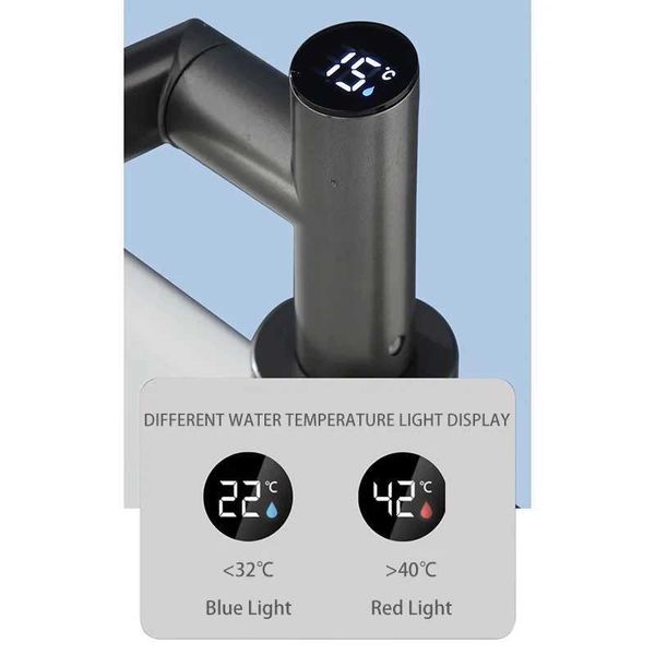 Bad Waschbecken Wasserhähne Digitale Display LED -Becken Wasserhahn Wasserhahnbad 360 Grad Badezimmer Wasserhahn Ein Plastikgriff Griff Waschmischmischer Heiß und kalt