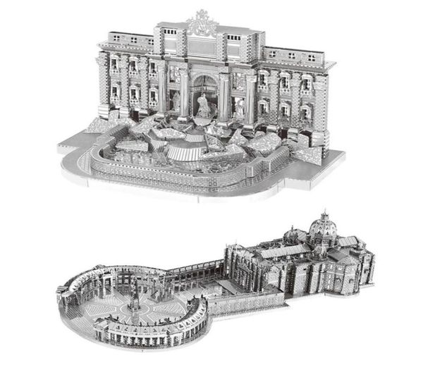 2pc Set Nanyuan 3D Metal Puzzle Trevi Fountain и Ster039S Basicilica Building Model Diy Laser Cut Coupble Scorpble Buzzle TO6578413976