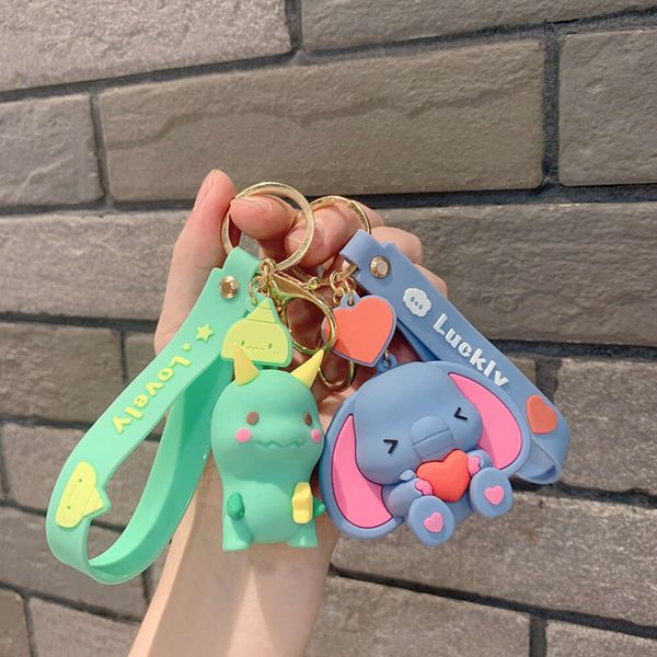 Dinosaur Cute Cute Pinging Decoration Small Keychain Soft Rubber Keychain Bag Doll Keyring