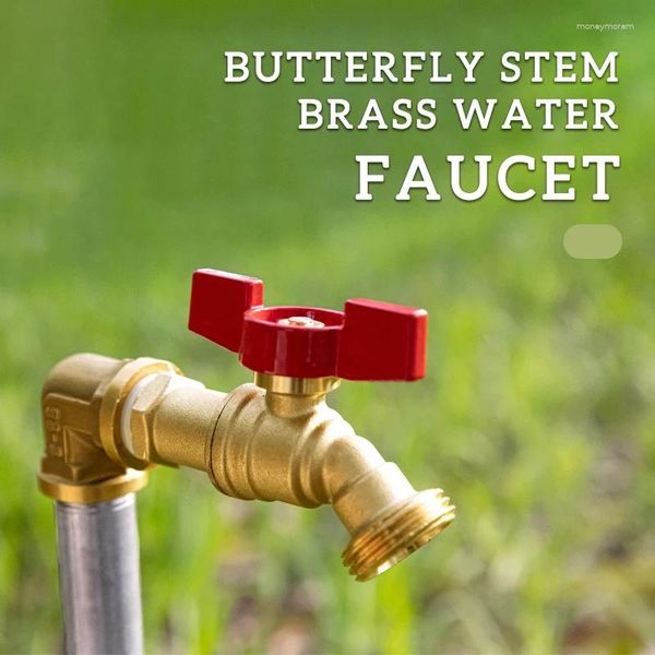 Torneiras de pia do banheiro Tmok Single Outlet Brass Faucet NPT USA Thread Butterfly Handle Garden para irrigação