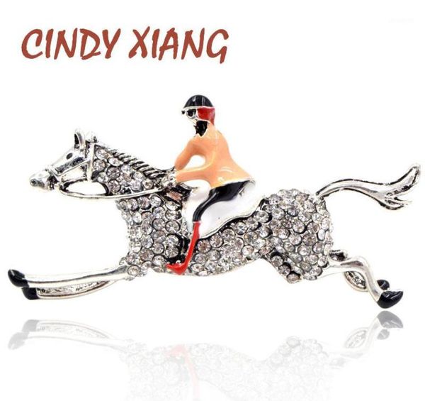 Cindy Xiang Strass Ride Horse Women Broschen Mode süße kreative Brosche Pin Emaille Schmuckmantel Accessoires Good Gift16056806