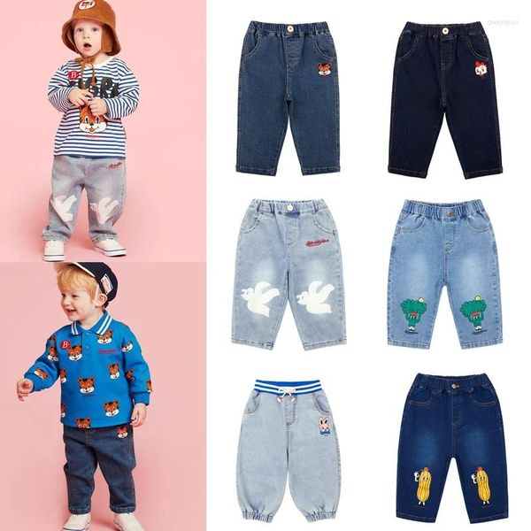 Kleidungssets 2024 Herbst koreanische Mädchen Jungen Jeans Hosen Kinder Marke Jean Panthose süße Kinder Bottom