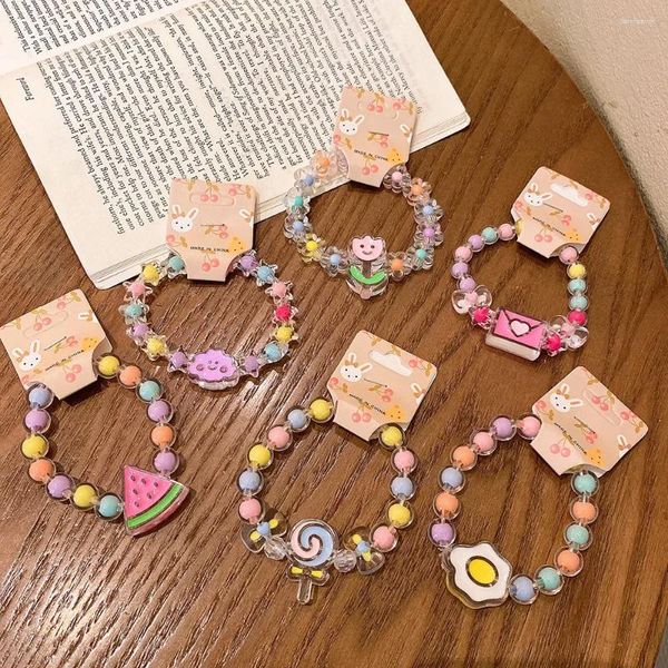 Strand niedliche Cartoon Kinder Armband Gelee Farbe Perlen Mädchen Schmuck Großhandel Geschenk 1 PCs