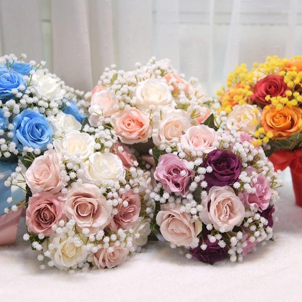 Dekoratif Çiçekler Düğün Yapay Full Sky Yıldızlı Gül Dekor Elde Teceli Buket Gelin Çiçek Simüle El Malzemeleri