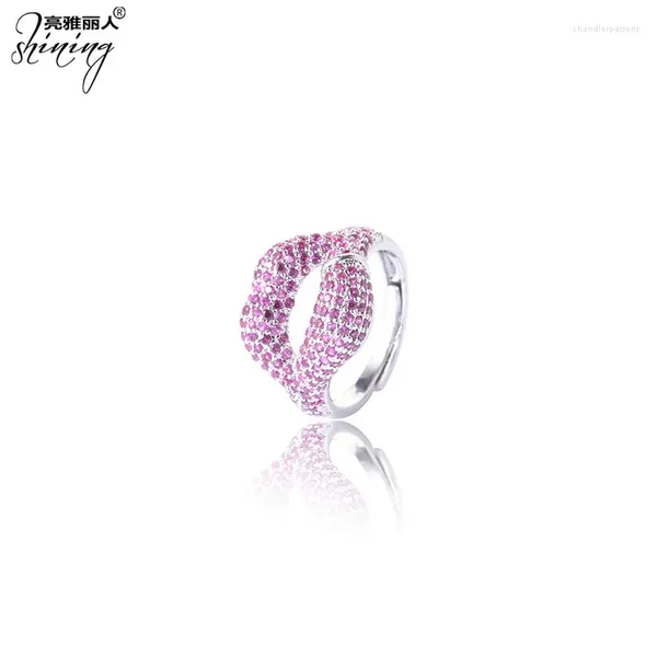 Rings de cluster Brand Brand Genuine Luxury Real Jewels Liang Ya Li Ren (versão coreana): Avanço de pequeno público Abertura do zircão de zircão feminino