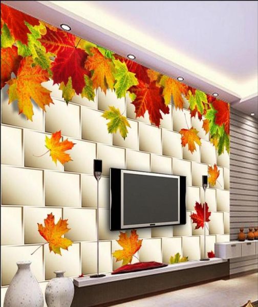 sfondo moderno per la camera da letto sfondi 3d personalizzati per soggiorno foglie autunnali foglie d'acero 3d muro tv muro 3d walls6017438