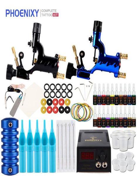 Abgeschlossenes Tattoo Kit Set 2 Rotary Tattoo Maschinengewehr Stromversorgung 2 Kanonen Immortal Color Inks Supplies Maschine Kits5262563