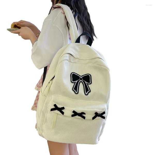 Рюкзак мягкая молния вельветовая школьная сумка женщина -хараджуку студент колледжа универсальная полоса бархат милый