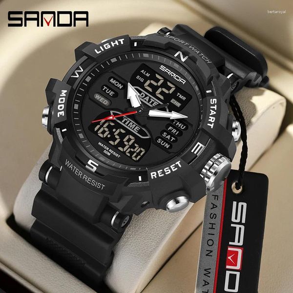 Нарученные часы Sanda Gsy Style Sports Men's Men's Electronic Watches Top военные кварцевые часы для мужчин водонепроницаемые светодиоды Digital