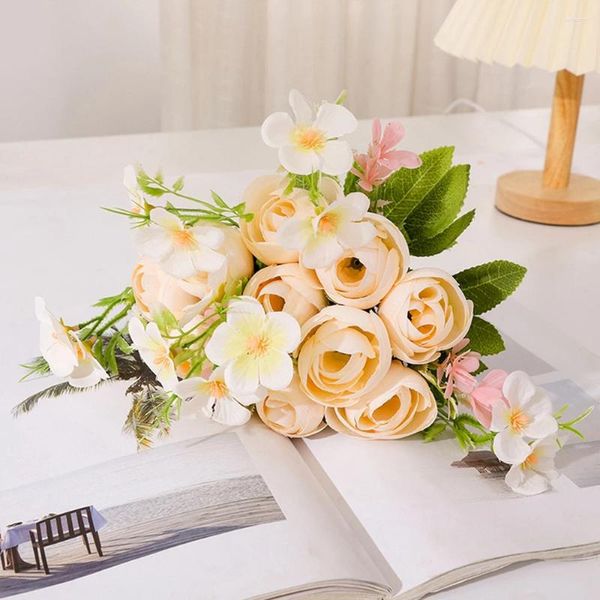 Декоративные цветы искусственные розы розовый шелк пион -невеста букет свадебный декор фальшивый цветок для домашних аксессуаров