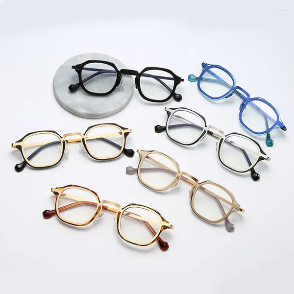 Sonnenbrille 2024 Anti-Blau-Brille für Unisex Retro Metall Rahmen Männer Frauen Allgemeiner Brillen Brillen Rahmen Antiblaulicht