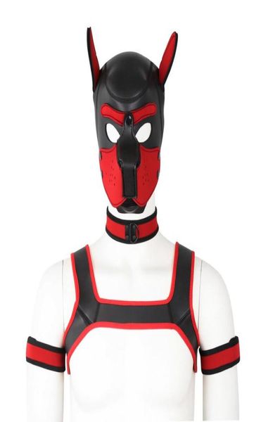 Puppy Play Dog Bondage Mask Mask воротничка повязки косплей Fantasy Harnes