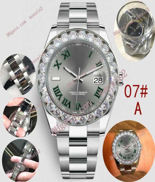 Mens Diamond Watch Green Roman Numeral Mechanica Automatico 43mm 20 Colore in acciaio inossidabile in acciaio in acciaio Jubilee Sport impermeabili Sport ST7657663