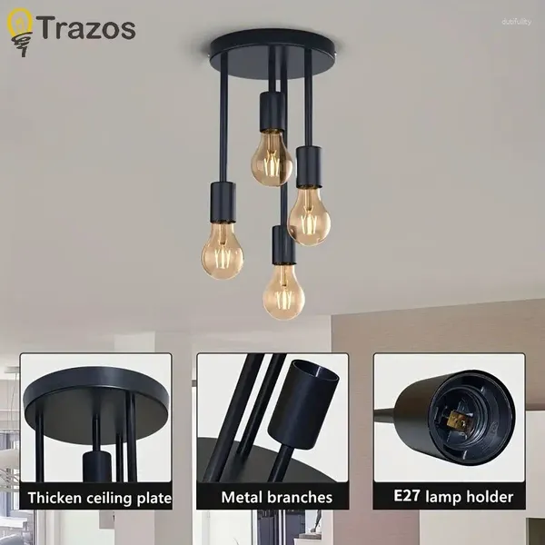 Luzes de teto Modern Nordic Restaurant Chandelier Four Black Gold Bedroom Mesa Bar Pequena lâmpadas de sala de jantar criativas simples e criativas