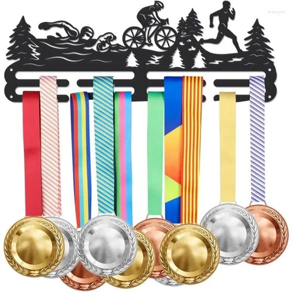 Placas decorativas 1PC Triathlon Medal Hanger Display Bike Run Medals Sports Rack para 40 suporte de fita de montagem de parede