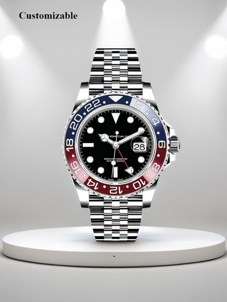 GMT -Funktionsuhr von höchster Qualität in automatischer mechanischer Bewegung 3285 Stromreserven 70 Stunden Stahl 904L wasserdicht 100 Meter Batman Armbandwatch Relogio Maskulino