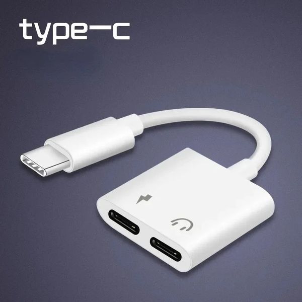 Novo adaptador Tipo C 2 em 1 divisor para o Samsung Galaxy S21 S20 FE Nota 20 Ultra Note 10 mais USB C a 3.5 Jack Earphone Audio Cableaudio Cable para nota 20 Ultra