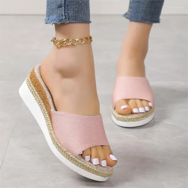 Slippers 2024 Women Summer Mulher Plus Size Sapatos Femininos Retro Roman Sandals Casual Solid Wedge Platform 43