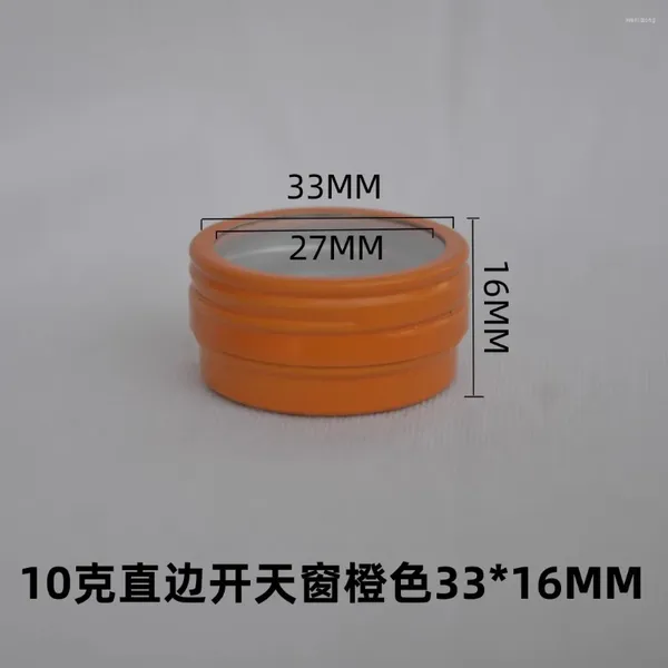 Depolama Şişeleri 10g 10ml Boş Yuvarlak Turuncu Alüminyum Kavanoz Diy Mum Kılıf Katı Parfüm Metal Tin Pot Kozmetik Gözlü Kabloyu