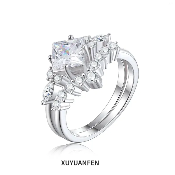 Anelli di cluster xuyuanfen925 anello in argento sterling per donne con sensazione di alto grado che vende in commercio estero piccolo e versatilewomen