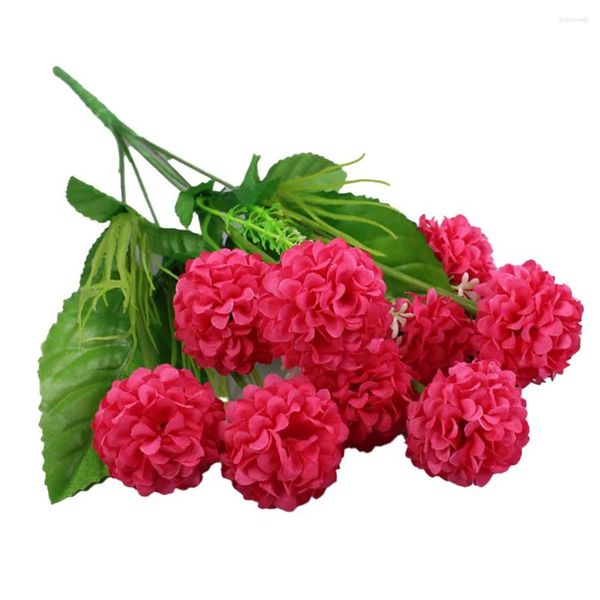 Flores decorativas 1 bando de seda hortênsia flor artificial branco vermelho rosa casamento pequeno bouquet Fake Festa de natal decoração DIY