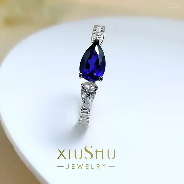 Cluster Ringe Sterling Silber Tröpfchen Open Ring Bunte Schatz weibliche Minderheit Design Fashion Hand Inplaid Simuliertes Diamant