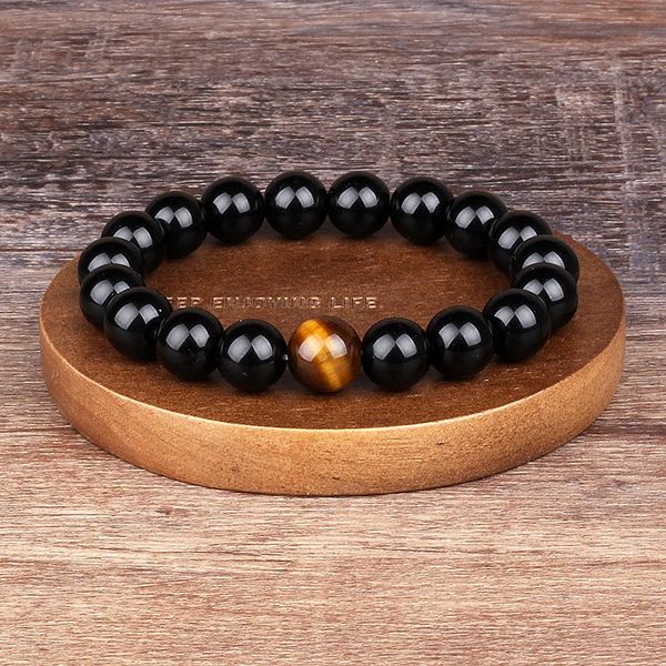 Moda Obsidian Tiger Eye Stone Bracelets For Men Natural Minchas Man Bracelet Charm Yoga Jewelry Gift Pulsera 240423