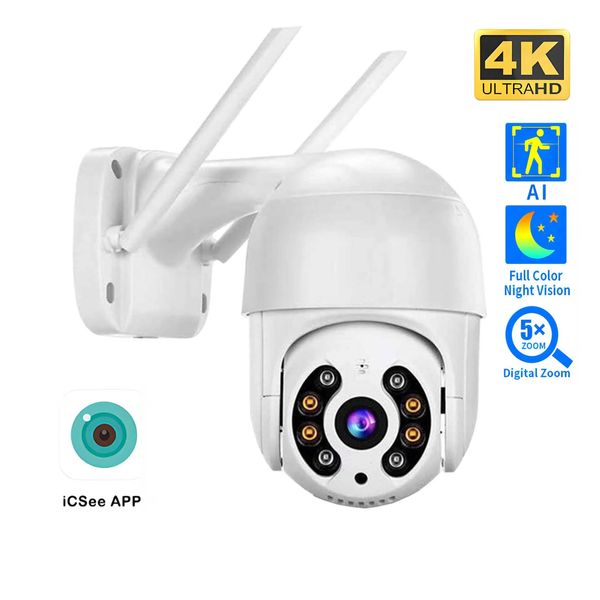 Câmera IP de 8MP 4K 5MP Speed ​​Dome Rastreamento automático Câmera PTZ Câmera Smart Home Outdoor Wireless WiFi Câmera Monitor 240419