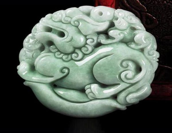 505014 mm TJP Natural Jadeite Jade Ice Nuo Zhong a doppia faccia pixiu Pendant Yu Pei Jade Collana a ciondolo per donne e Men8118463