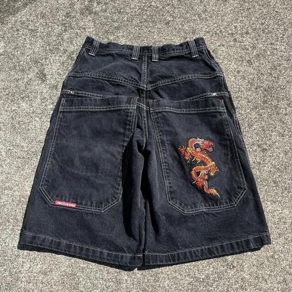 Erkek şort harajuku hip hop sokak kıyafeti y2k boks eldiven grafik nakış denim spor salonu mol kot pantolon erkek basketbol jnco