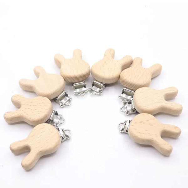 10pcs Emzik Ahşap Kuşlar Klip Bebek Teether Tavşan Ekofili Dostu El Sanatları Ahşap Kukla Klipler Bebek Doğum Kukla Klip Zincirleri 240423