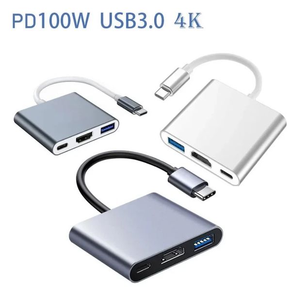 3 in 1 tipo C a HDMPATIBILE USB 3.0 Adattatore di ricarica USB-C 3.1 Hub per Mac Air Pro Huawei Mate10 Samsung S8 Plus