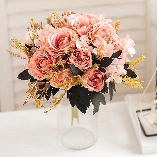 Декоративные цветы Свадьба для искусственной белой розы, украшение, фальшивый цветочный букет Высококачественный открытый пион Оптовая стена