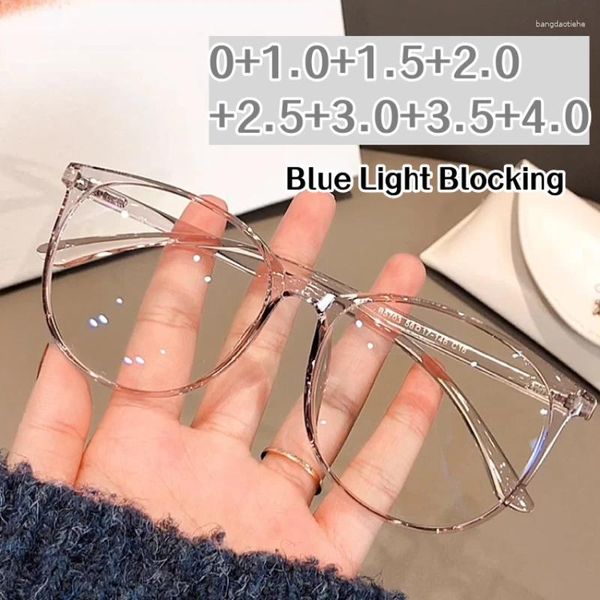 Óculos de sol Moda Round Frame Reading Glasses Homens Mulheres transparentes Visão Far Presbyopia Eyewear Lente Vintage HD Eyeglasses 0 1.0 4.0