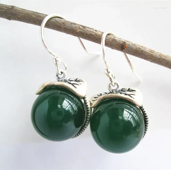 Серьги -свитки Kjjeaxcmy Fine Jewelry 925 Pure Silver Inlay Green Agate Простая специальная цена Женская трасса