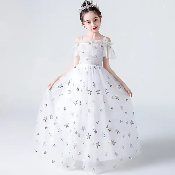 Girl Dresss Children's Princess Dress Fluffy Garze Little Flower Wedding Host Piano performance